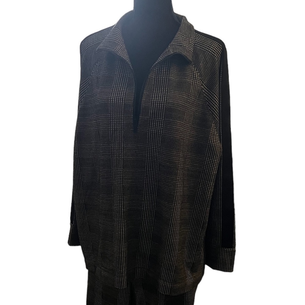 ANNE KLEIN Mixed Media Houndstooth Pullover Top - Picture 3 of 6